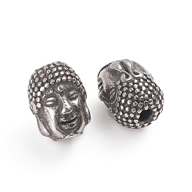 Perles bouddhistes 304 en acier inoxydable, tête de bouddha