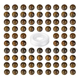 100Pcs 8mm Natural Bronzite  Round Beads, with 10m Elastic Crystal Thread, for DIY Stretch Bracelets Making Kits