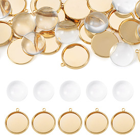 Сделай сам подвески, включая оправы для подвесок из латуни с покрытием из настоящего золота 18k и прозрачные стеклянные кабошоны.