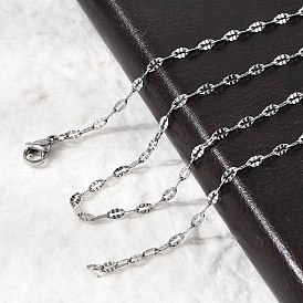 304 Stainless Steel Dapped Cable Chain Necklaces, with Lobster Claw Clasps, 17.7 inch (450mm), 2.5mm