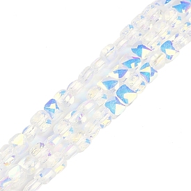 Electroplate Glass Beads Strands, Square, Faceted