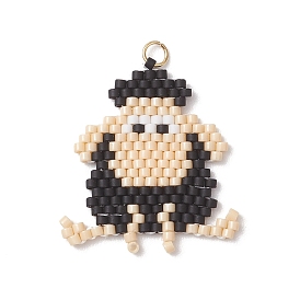 Подвески в виде овечек из бисера, подвески из стеклянных бусин с узором ткацкого станка, с 304 кольцами из нержавеющей стали