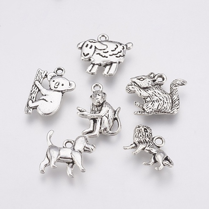 Tibetan Style Alloy Pendants, Monkey & Lion & Dog & Sheep & Koala & Squirrel