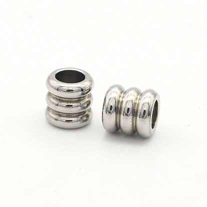 304 Stainless Steel Beads, Grooved, Column