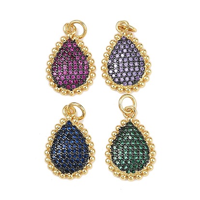 Латунные микро проложить кубического циркония подвески, слеза, реальный 18 k позолоченный, без кадмия и без свинца, стойки покрытие, долговечный, с целью перехода в кольце