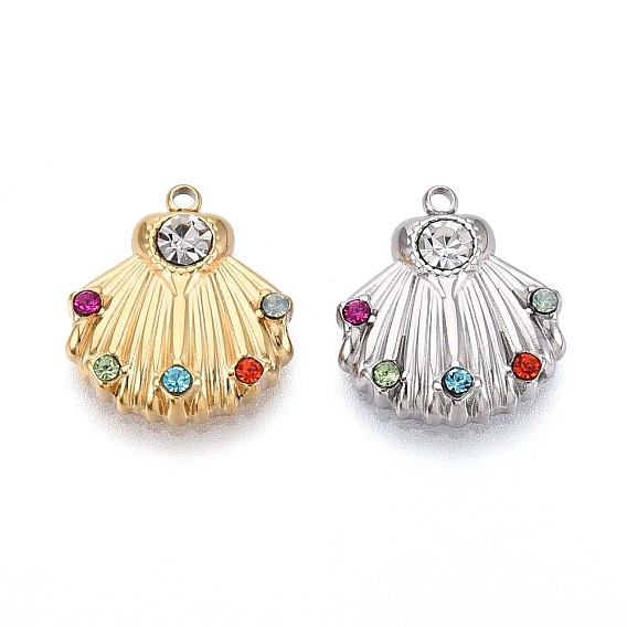 304 подвески из нержавеющей стали, со стразами, формы раковины