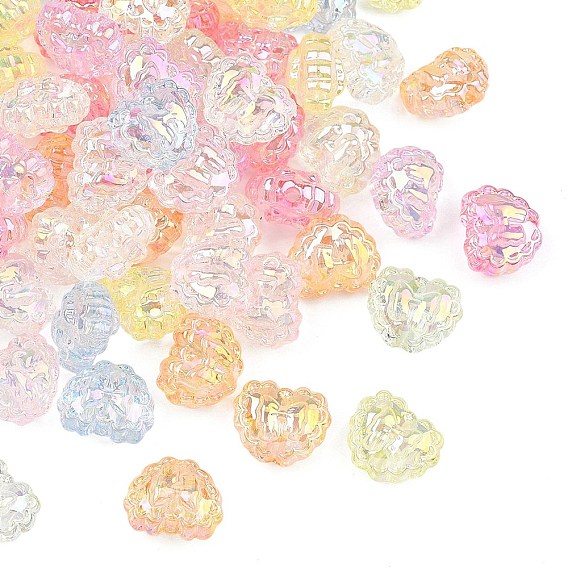 Прозрачные акриловые подвески с УФ-покрытием, радужный, сердце с шармом бантом