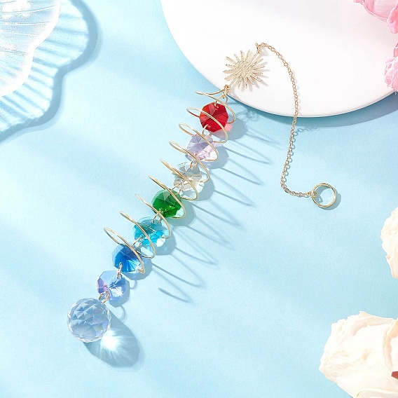 Стекло каплевидное окно висит ловцы солнца, с подвесками из латуни и нержавеющей стали для наружного и садового декора