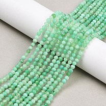 Natural Chalcedony Beads Strands, Faceted, Round