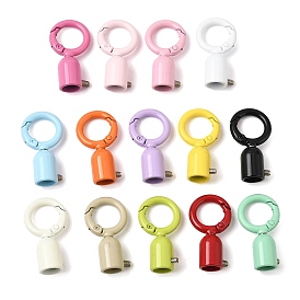 Spray Paint Alloy Cord Ends, End Caps, Column, with Screws & Spring Gate Ring