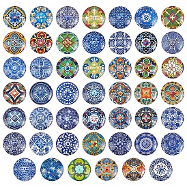 1набор стеклянных кабошонов, круглый с цветочным узором