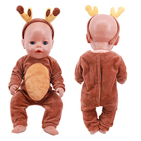 Giraffe Animal Cloth Doll Jumpsuit & Headband Outfits, Pajamas Casual Wear Clothes Set, for 18 inch Girl Doll Dressing Accessories