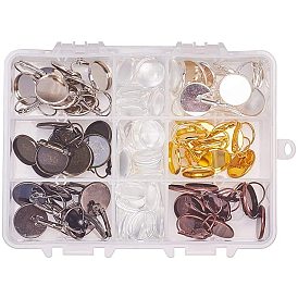DIY Earring Making Sets, with Brass Leverback Earring Settings and Transparent Glass Cabochons
