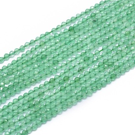 Natural Green Agate Beads Strands, Faceted, Round