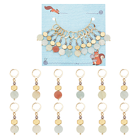 Маркеры-подвески из натурального цветка амазонита и немагнитного синтетического гематита, подвески крючком, маркер с замком и кольцом с подвеской в виде винного бокала, плоский круглый & шестиугольник