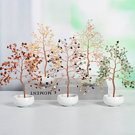 Natural crystal tree gravel ornaments fortune tree home creative office decoration crafts white small bowl shape bottom