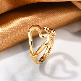 304 Stainless Steel Heart Open Cuff Rings for Women