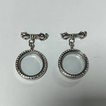 Brass Brooches, with Alloy Glass Magnetic Locket Pendants
