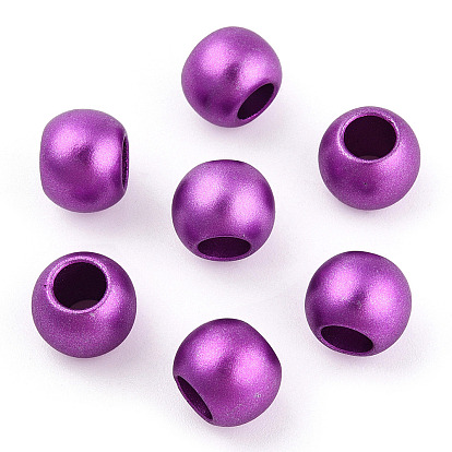 Spray Painted Acrylic European Beads, Matte Style, Large Hole Beads, Rondelle