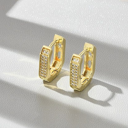 Овальные серьги-кольца из латуни с микропаве из прозрачных кубических цирконий, без свинца и без кадмия, долговечный