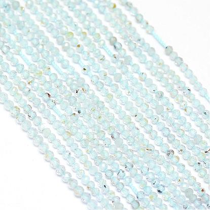Natural Blue Topaz Beads Strands, Faceted, Round