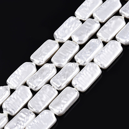 ABS Plastic Imitation Pearl Beads Strands, Rectangle