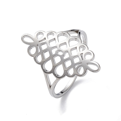 Hollow Out Chinese Knot 304 Stainless Steel Finger Ring for Women
