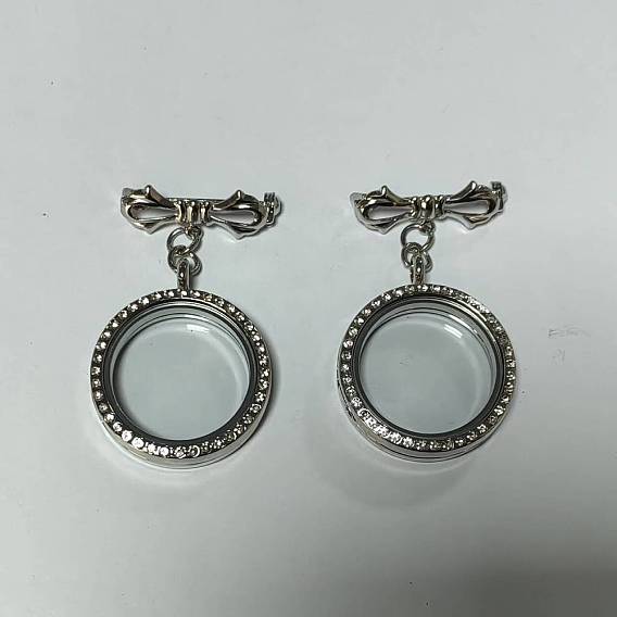 Brass Brooches, with Alloy Glass Magnetic Locket Pendants