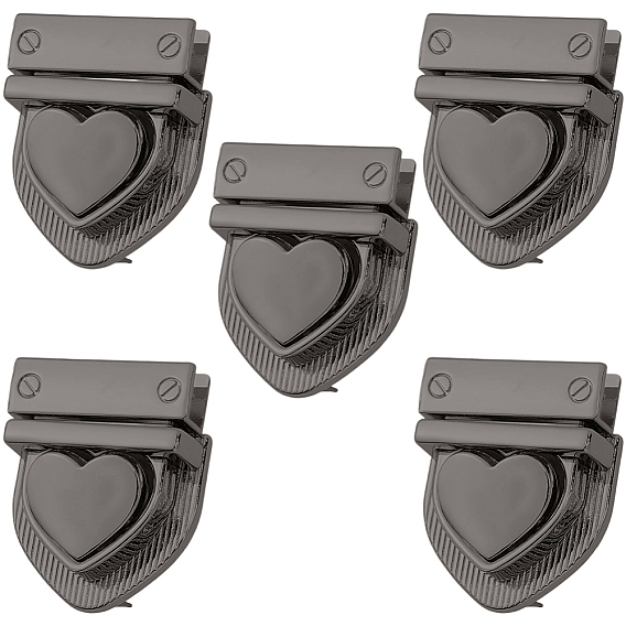 Cadenas de sac à main en alliage de zinc en forme de cœur, fermoir tournant en métal pour sacs à main, accessoires de sac