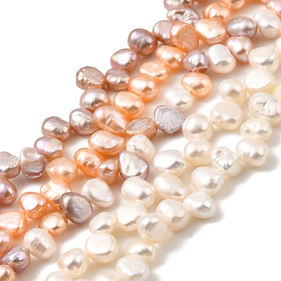 Нити из натурального культивированного пресноводного жемчуга, двух сторон полированной, класс 3а+, Топ пробуренной