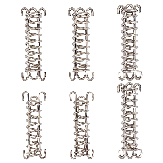 SUPERFINDINGS 6Pcs Stainless Steel Camping Tent Spring Buckle, Premium Swing Spring Awning Rope Tensioner, for Tarps Tents Wire Racks Camping Accessories