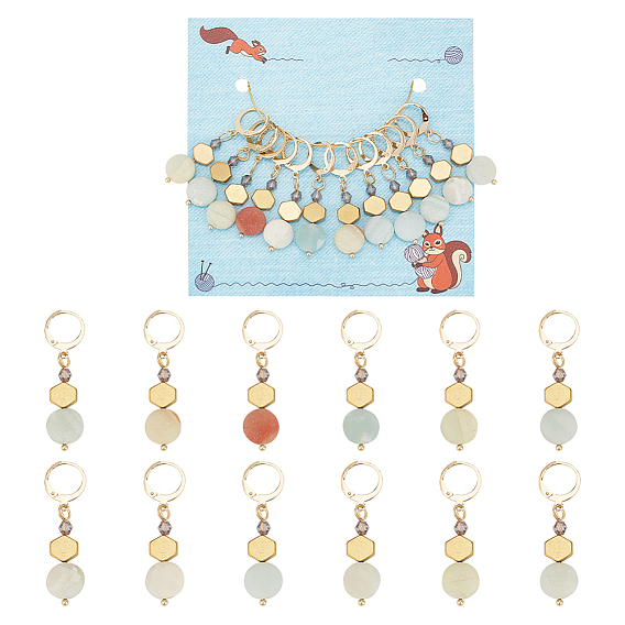 Маркеры-подвески из натурального цветка амазонита и немагнитного синтетического гематита, подвески крючком, маркер с замком и кольцом с подвеской в виде винного бокала, плоский круглый & шестиугольник