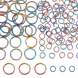 150 шт. 2 стили ионное покрытие (IP) 304 наборы соединительных колец из нержавеющей стали, круглые кольца, открытые кольца прыжок