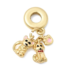 Латунные подвески в виде европейских шармов с черной и розовой эмалью, кулоны с отпечатками собачьих лап, без кадмия и без свинца, долговечный, стойки покрытие