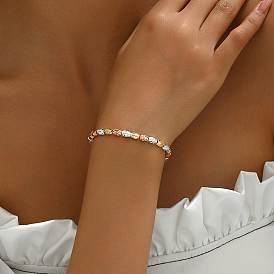 French Classic Style Brass Grooved Oval Beaded Bracelets for Women