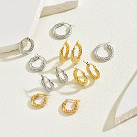 Элегантные 201 серьги-кольца из нержавеющей стали с витой текстурой