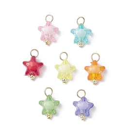 Прозрачные акриловые подвески, звезда, с гальваническим немагнитным синтетическим гематитом