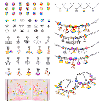 Наборы для изготовления европейских браслетов своими руками, включая изготовление браслетов из сплава, европейских подвесок и европейских бусин, рондель европейские бусины