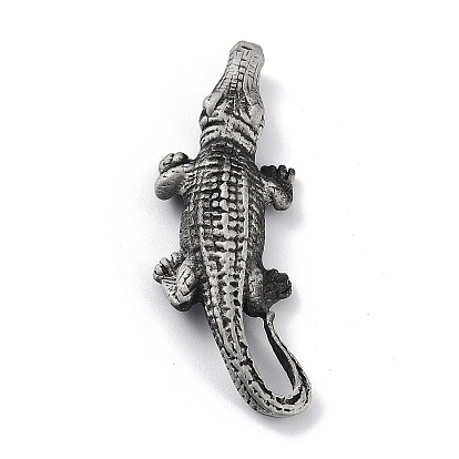 Tibetan Style Alloy Big Pendants, Frosted, Crocodile Charm