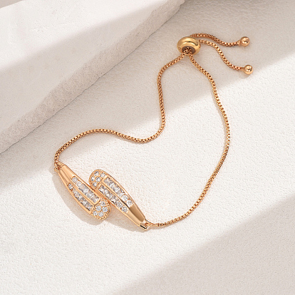 Латунные браслеты-слайдеры с микропаве из прозрачного кубического циркония, браслеты-цепочки для женщин, бейсбольной битой