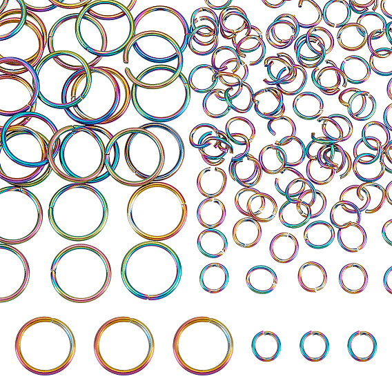 150 шт. 2 стили ионное покрытие (IP) 304 наборы соединительных колец из нержавеющей стали, круглые кольца, открытые кольца прыжок