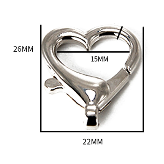 Alloy Lobster Claw Clasps, Heart