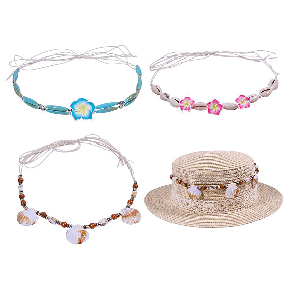 3 шт. 3 стили вощеная веревка регулируемая повязка на шляпу, с бусинами из дерева и ракушек, для ковбойской шляпы, шляпа-федора с загнутыми полями, украшение соломенной шляпы