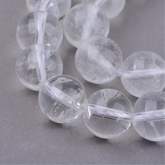 Natural Quartz Crystal Beads Strands, Rock Crystal Beads, Round