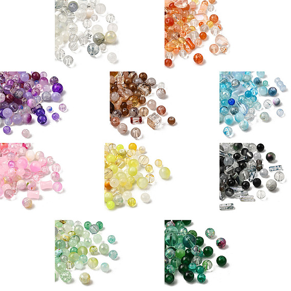 Прозрачные стеклянные бусины, разнообразные