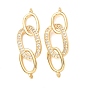 Brass Micro Pave Clear Cubic Zirconia Connector Charms, Interlocking Oval Links, Rack Plating, Long-Lasting Plated, Cadmium Free & Lead Free