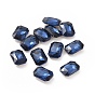 Glass Rhinestone Cabochons, Pointed Back & Silver Back Plated, Rectangle