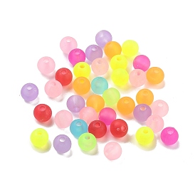 Plastic Beads, Frosted, Round