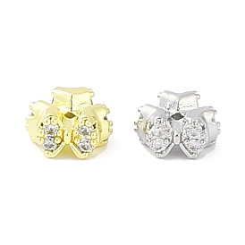 Brass Pave Clear Cubic Zirconia Beads, Bowknot