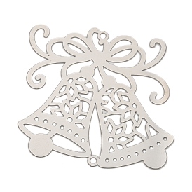 201 Stainless Steel Connector Charms, Laser Cut Christmas Bell Links